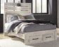 Cambeck  Panel Bed With 2 Storage Drawers With Mirrored Dresser And Chest