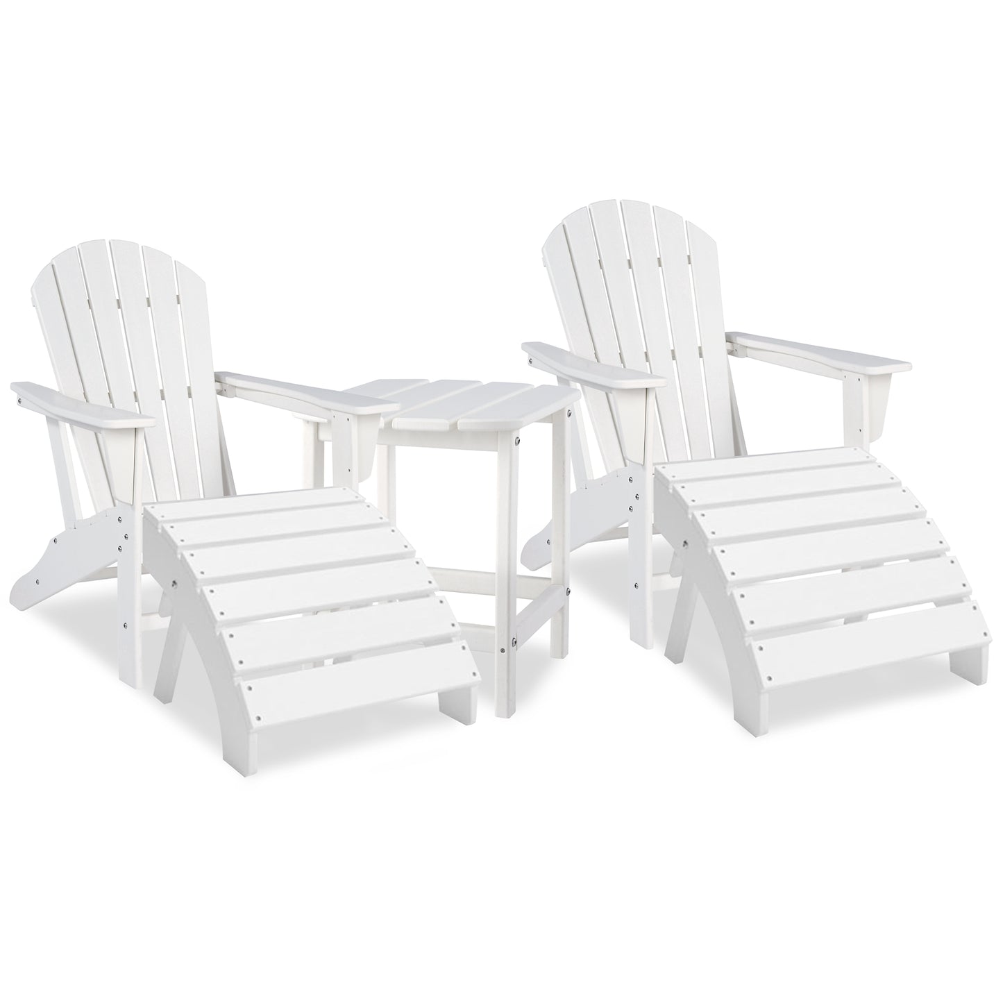 Sundown Treasure 2 Outdoor Adirondack Chairs and Ottomans with Side Table