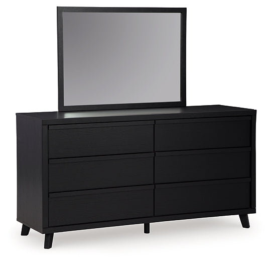 Danziar King Panel Headboard with Mirrored Dresser, Chest and 2 Nightstands