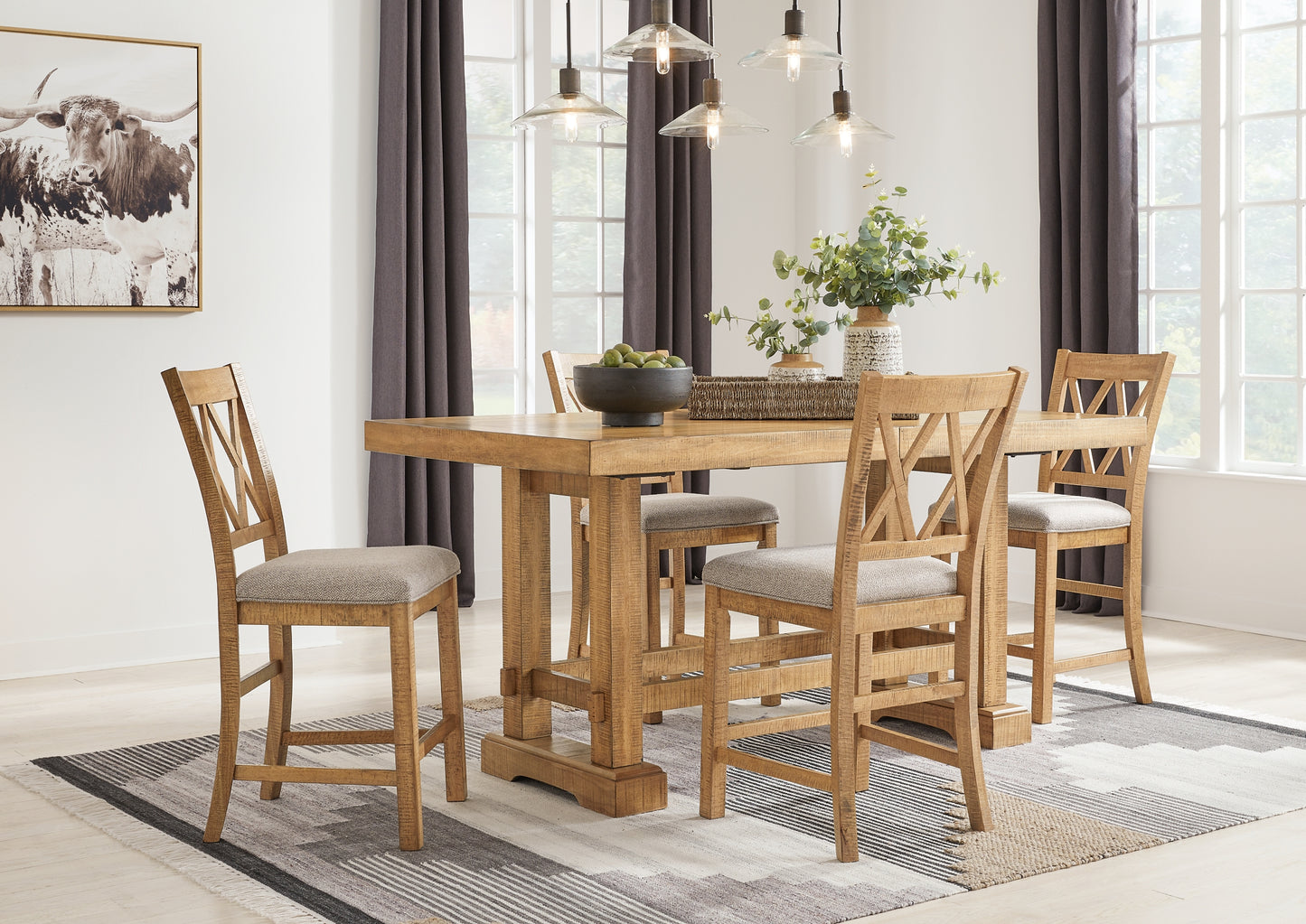 Havonplane Counter Height Dining Table and 4 Barstools