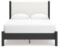 Cadmori Queen Upholstered Panel Bed with Mirrored Dresser and Nightstand