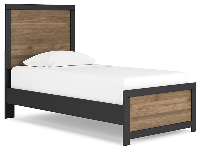 Vertani Twin Panel Bed with Mirrored Dresser, Chest and 2 Nightstands