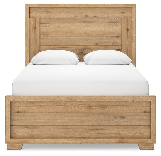 Galliden Queen Panel Bed with Mirrored Dresser, Chest and 2 Nightstands