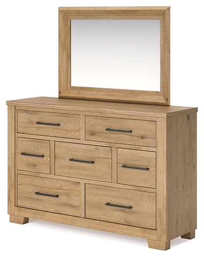 Galliden King Panel Bed with Mirrored Dresser