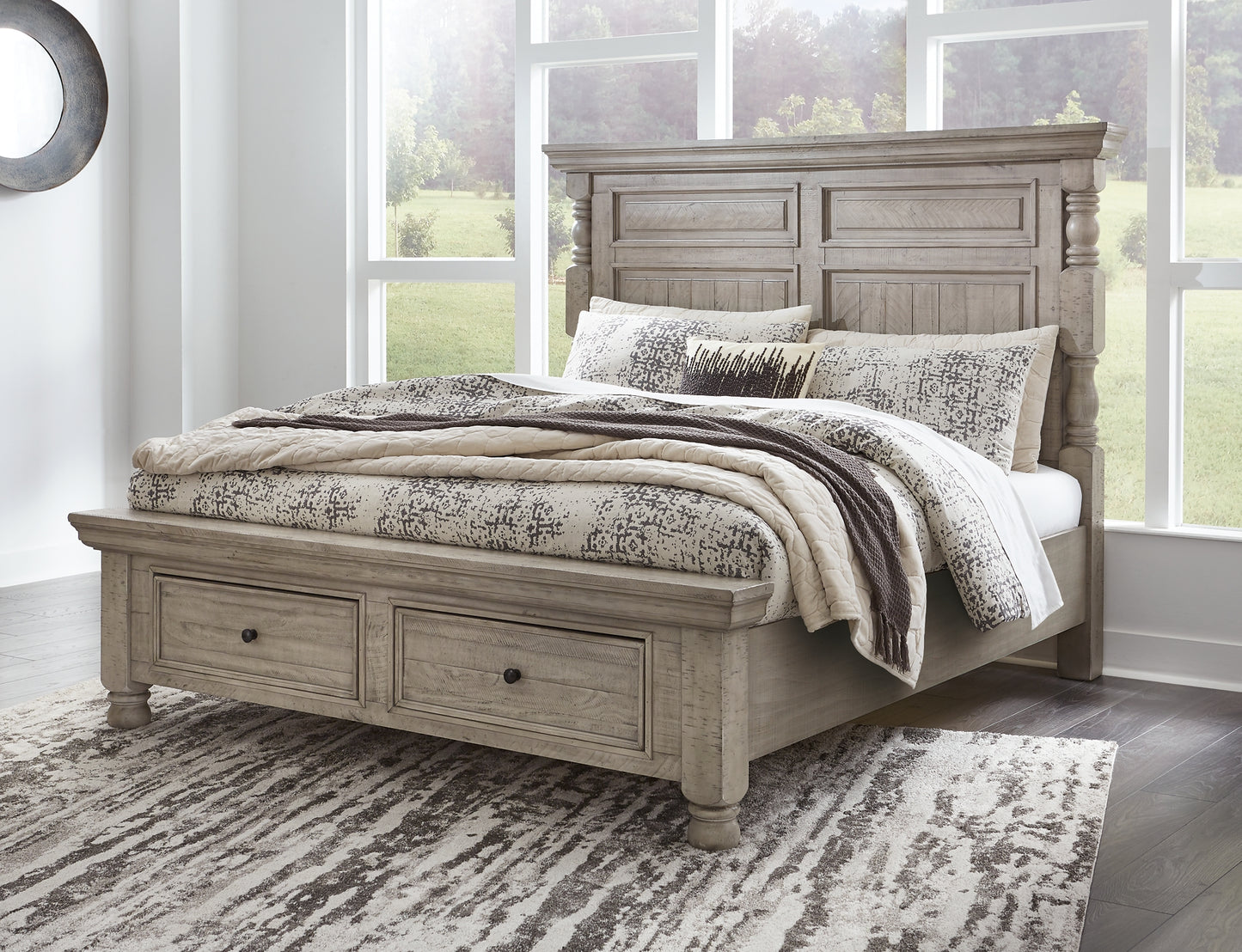 Harrastone California King Panel Bed with Dresser and Nightstand