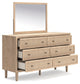 Cielden Queen Panel Bed with Mirrored Dresser, Chest and 2 Nightstands