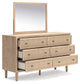 Cielden Queen Panel Headboard with Mirrored Dresser and 2 Nightstands