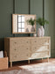 Cielden Queen Panel Headboard with Mirrored Dresser, Chest and Nightstand