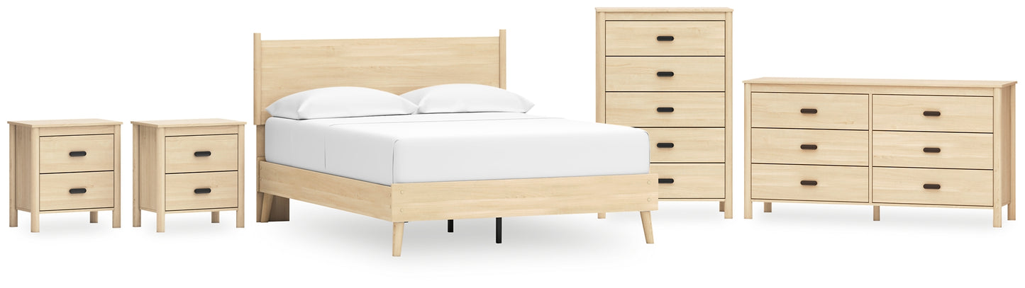 Cabinella Queen Platform Panel Bed with Dresser, Chest and 2 Nightstands