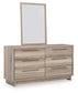 Hasbrick Queen Panel Headboard with Mirrored Dresser and Nightstand