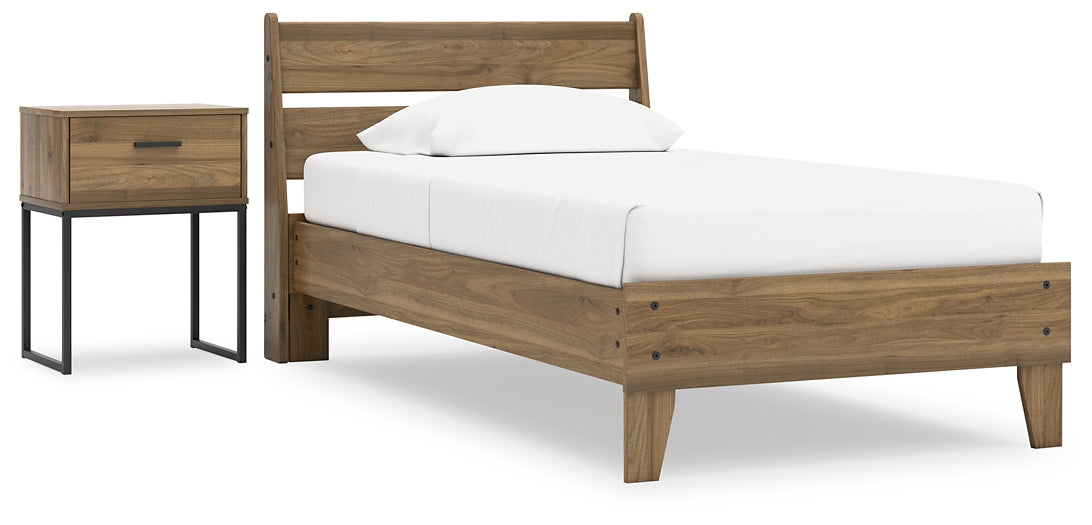 Deanlow Twin Platform Panel Bed with Nightstand