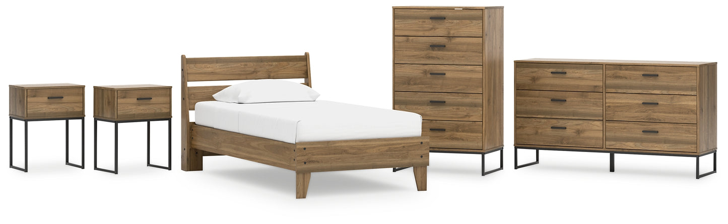 Deanlow Twin Platform Panel Bed with Dresser, Chest and 2 Nightstands