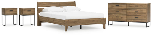 Deanlow Queen Platform Panel Bed with Dresser and 2 Nightstands