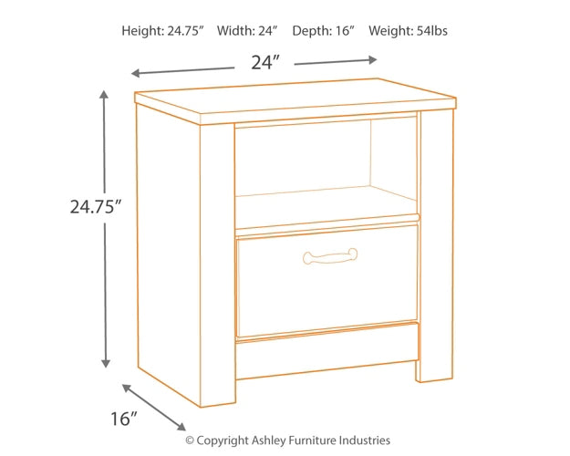 Bellaby Queen Platform Bed with 2 Storage Drawers with Mirrored Dresser and Nightstand