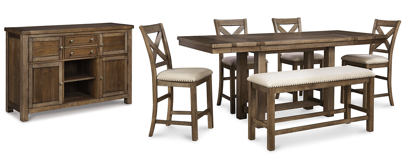 Glambrey counter height dining table and 4 discount barstools