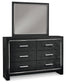 Kaydell King Upholstered Panel Storage Bed with Mirrored Dresser and Chest