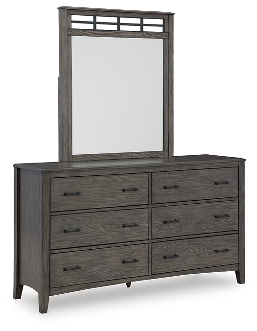 Montillan Queen Panel Bed with Mirrored Dresser, Chest and 2 Nightstands