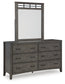 Montillan Queen Panel Bed with Mirrored Dresser, Chest and 2 Nightstands