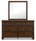 Danabrin Queen Panel Bed with Mirrored Dresser, Chest and 2 Nightstands