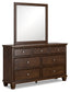 Danabrin California King Panel Bed with Mirrored Dresser