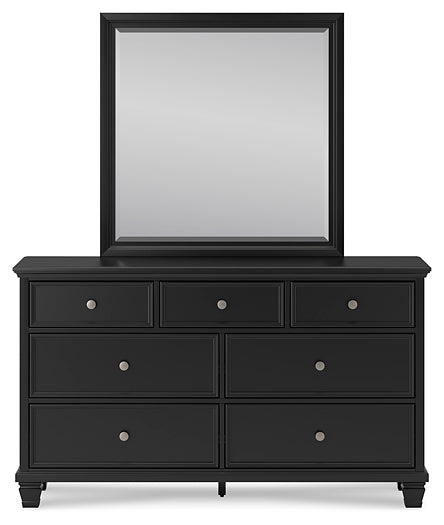 Lanolee Twin Panel Bed with Mirrored Dresser and 2 Nightstands