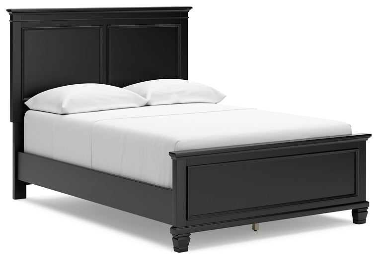 Lanolee Full Panel Bed with Mirrored Dresser and 2 Nightstands