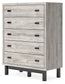 Vessalli Queen Panel Bed with Mirrored Dresser, Chest and Nightstand