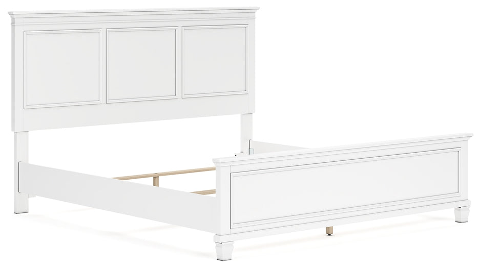 Fortman King Panel Bed with Mirrored Dresser, Chest and Nightstand