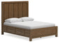 Cabalynn Queen Panel Bed with Storage with Mirrored Dresser and 2 Nightstands