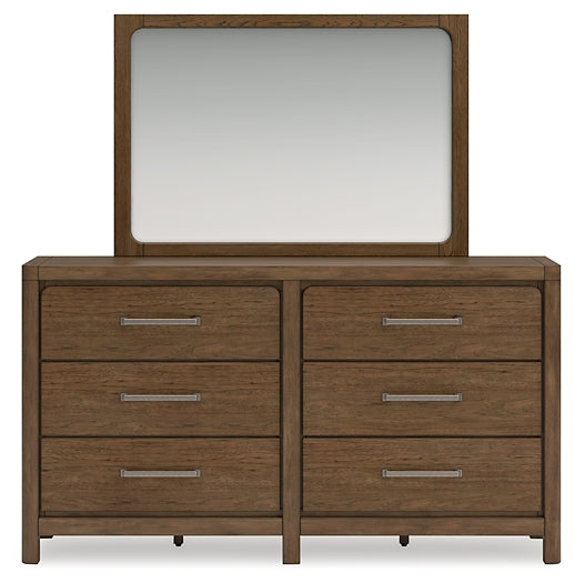 Cabalynn California King Panel Bed with Storage with Mirrored Dresser and 2 Nightstands