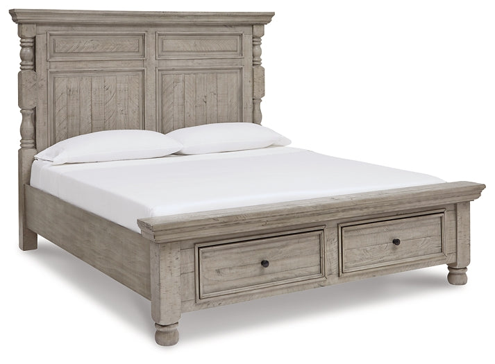 Harrastone Queen Panel Bed with Mirrored Dresser and 2 Nightstands